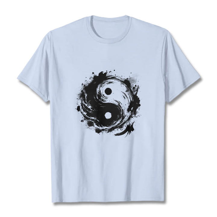 Buddha Stones Ink Yin Yang Pattern Balance Design Tee T-shirt - LightCyan - 2XL - image 18