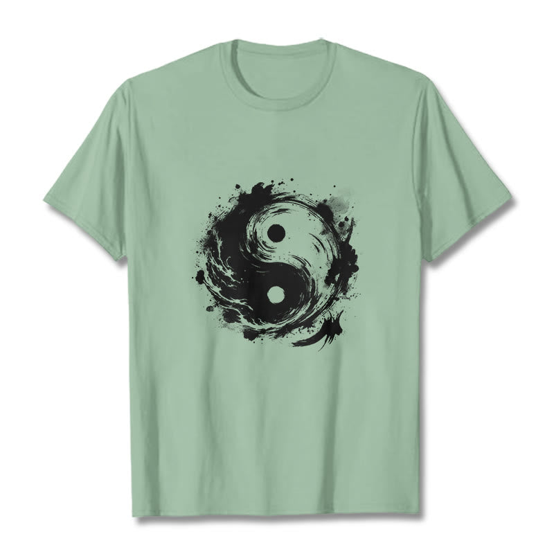 Buddha Stones Ink Yin Yang Pattern Balance Design Tee T-shirt - PaleGreen - 2XL - image 14