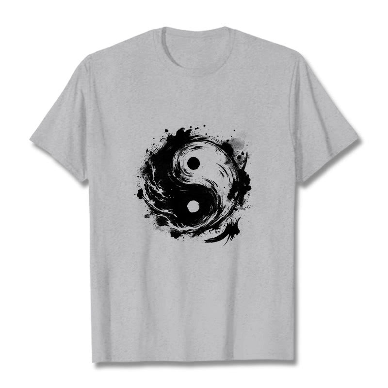Buddha Stones Ink Yin Yang Pattern Balance Design Tee T-shirt - LightGrey - 2XL - image 19