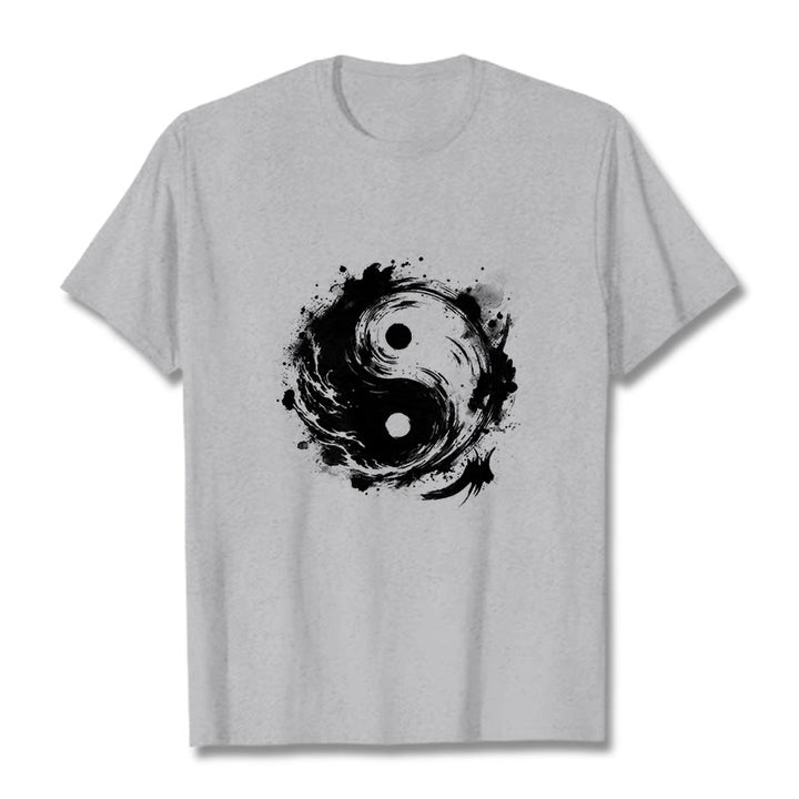 Buddha Stones Ink Yin Yang Pattern Balance Design Tee T-shirt - LightGrey - 2XL - image 19