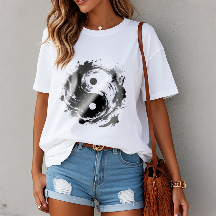 Buddha Stones Ink Yin Yang Pattern Balance Design Tee T-shirt - image 7