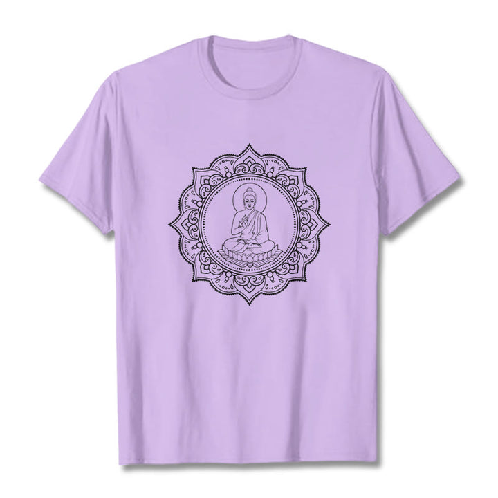 Buddha Stones Buddha Meditating In Lotus Position Pattern Tee T-shirt - Plum - 2XL - image 16