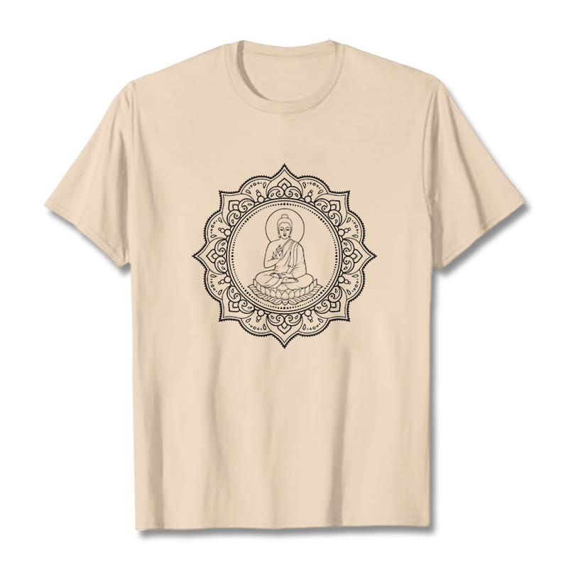 Buddha Stones Buddha Meditating In Lotus Position Pattern Tee T-shirt - Bisque - 2XL - image 10