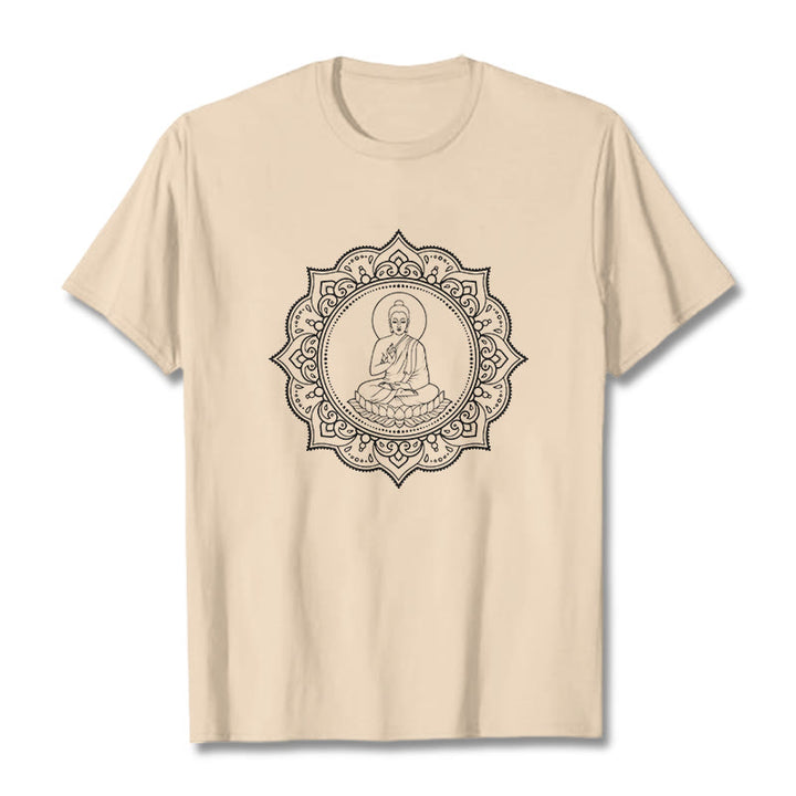 Buddha Stones Buddha Meditating In Lotus Position Pattern Tee T-shirt - Bisque - 2XL - image 10