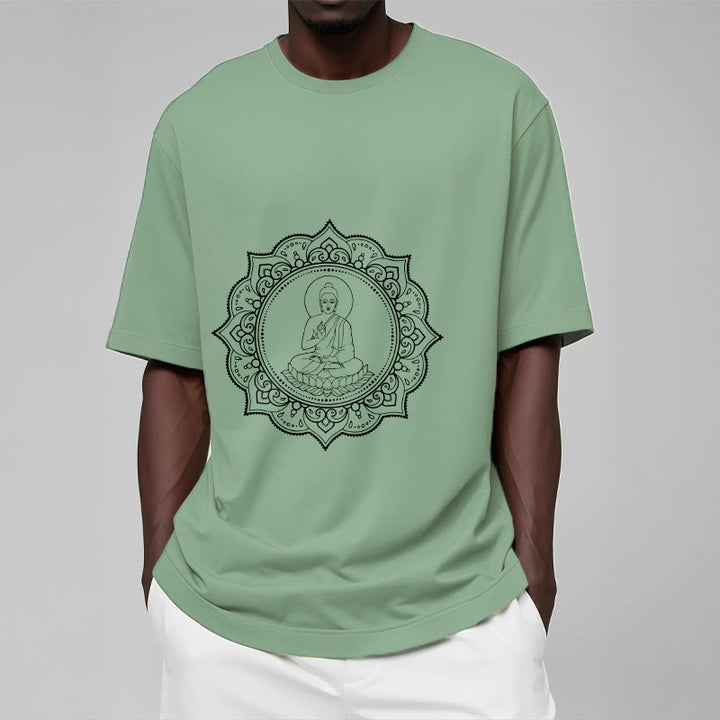 Buddha Stones Buddha Meditating In Lotus Position Pattern Tee T-shirt - image 15