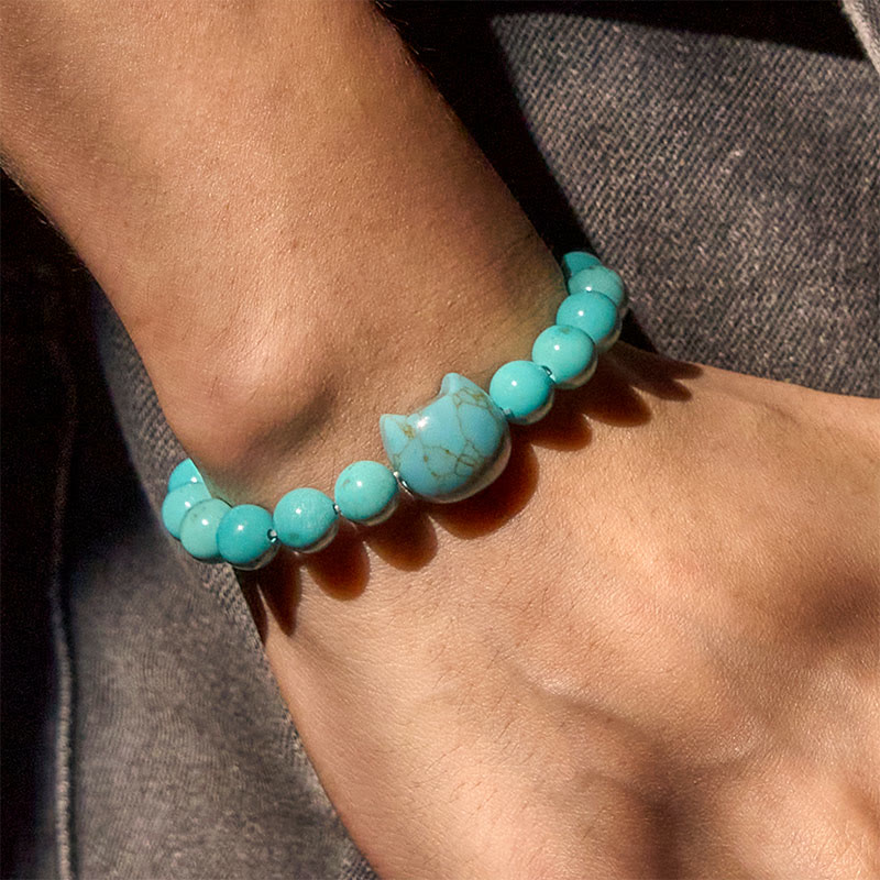 Buddha Stones Natural Cat Turquoise Strength Beads Bracelet - image 3