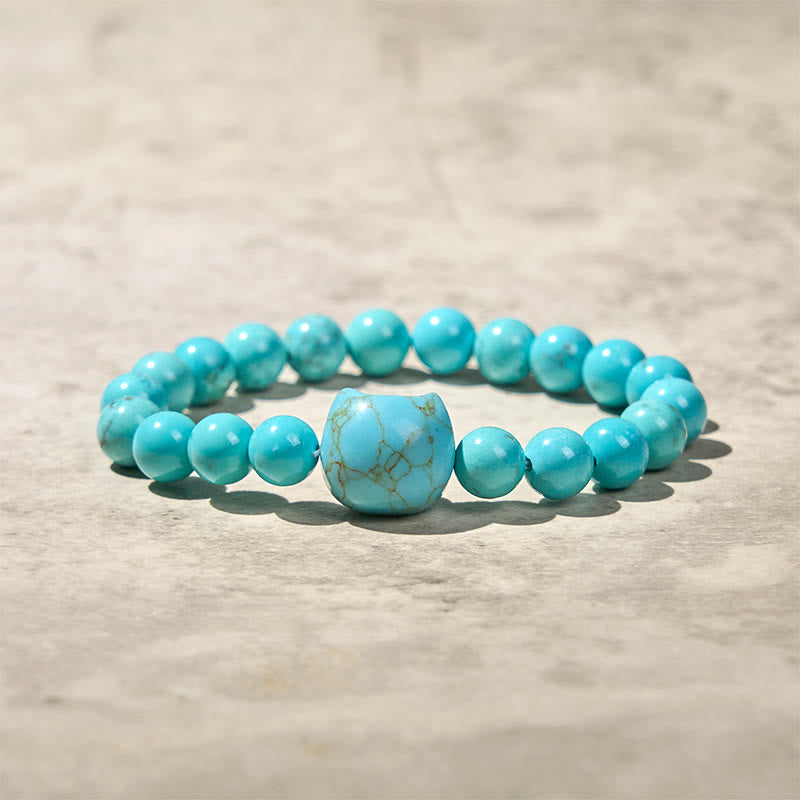 Buddha Stones Natural Cat Turquoise Strength Beads Bracelet - image 6