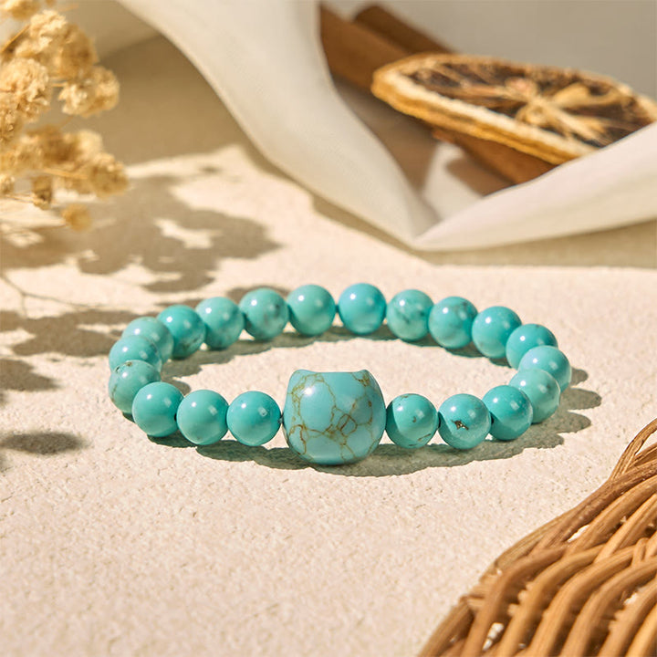 Buddha Stones Natural Cat Turquoise Strength Beads Bracelet - image 2