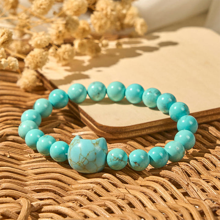 Buddha Stones Natural Cat Turquoise Strength Beads Bracelet - image 4