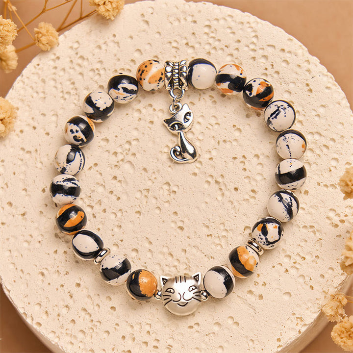 Buddha Stones Calico Cat Natural Stone Bead Confidence Bracelet - image 1