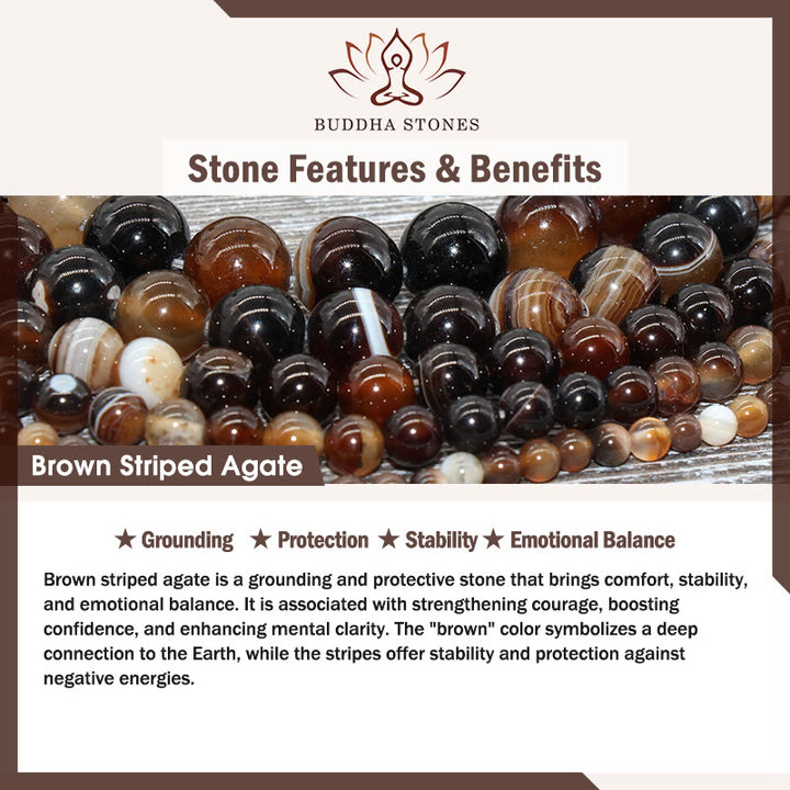 Buddha Stones Tricolor Cat Black Veined Jasper Brown Striped Agate Chalcedony Strength Bracelet - image 9