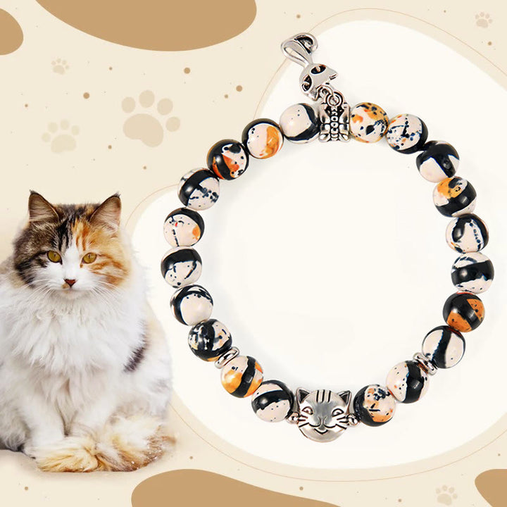 Buddha Stones Calico Cat Natural Stone Bead Confidence Bracelet - Calico Cat(Wrist Circumference 15-16cm) - image 0