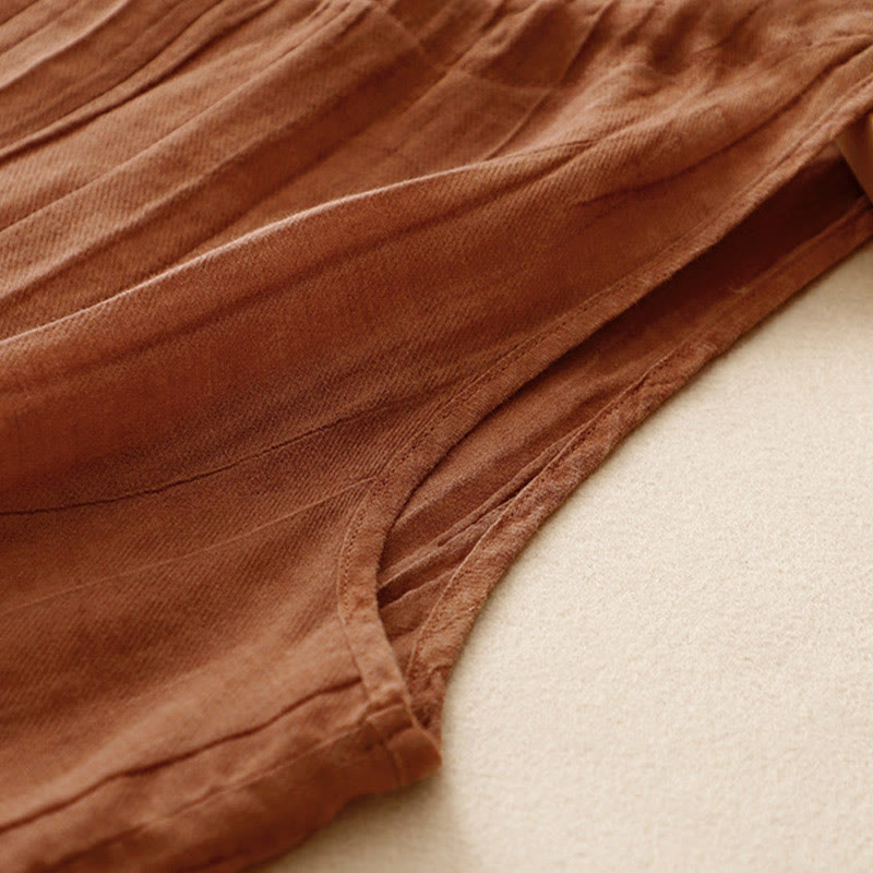 Buddha Stones Summer Pure Color Wrinkle Lace-up Sleeveless Vest Women's Waistcoat - image 20