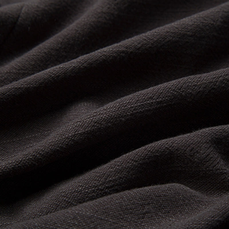 Buddha Stones Winter Solid Color Long Sleeve Open Front Jacket Men's Cotton Kimono - image 8