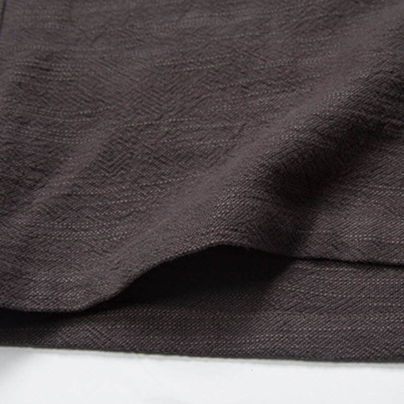 Buddha Stones Winter Solid Color Long Sleeve Open Front Jacket Men's Cotton Kimono - image 9