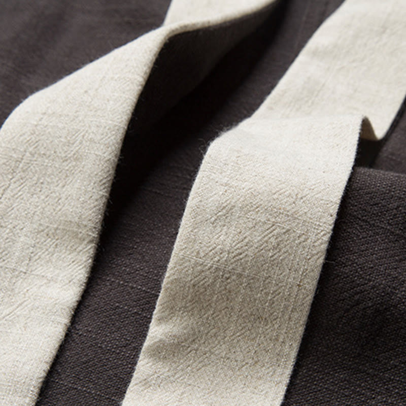 Buddha Stones Winter Solid Color Long Sleeve Open Front Jacket Men's Cotton Kimono - image 6