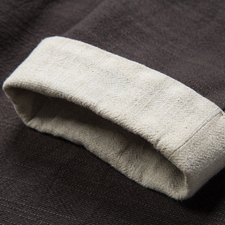 Buddha Stones Winter Solid Color Long Sleeve Open Front Jacket Men's Cotton Kimono - image 7