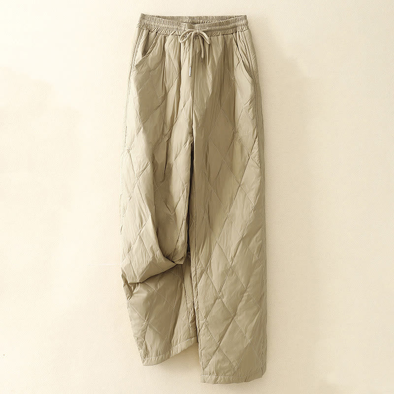 Buddha Stones Casual High Waist Drawstring Design Women's Wide Leg Cotton Pants With Pockets - PaleGoldenrod - US8-10,UK/AU12-14,EU40-42 (2XL) - image 0