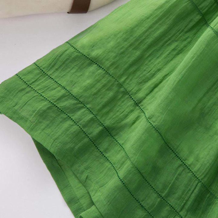 Buddha Stones Summer V-Neck Design Half Sleeve Cotton Midi Dress - image 8