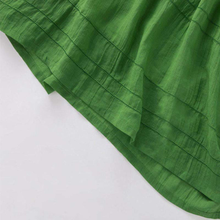 Buddha Stones Summer V-Neck Design Half Sleeve Cotton Midi Dress - image 6