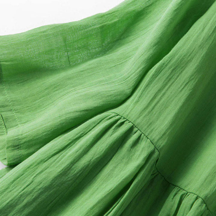 Buddha Stones Summer V-Neck Design Half Sleeve Cotton Midi Dress - image 15