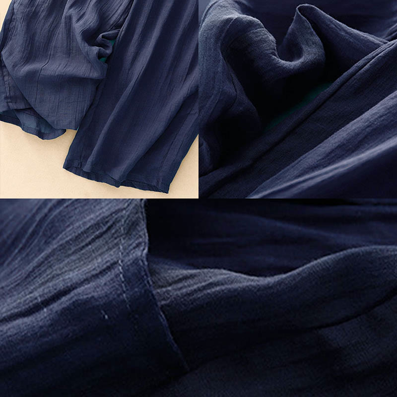 Buddha Stones Spring Pure Color Drawstring Double Layer Women's Wide Leg Pants With Pockets - image 14