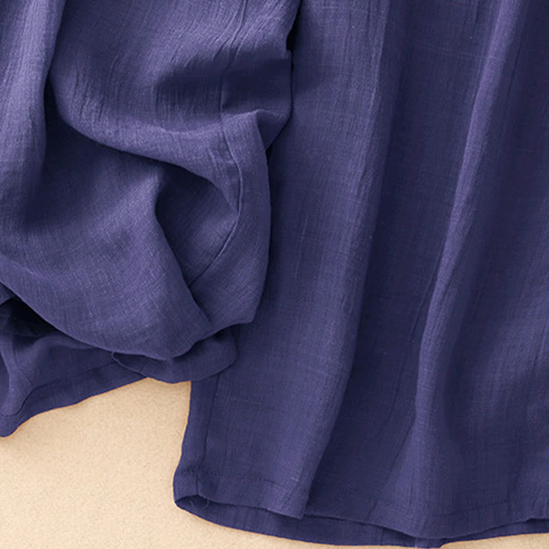 Buddha Stones Spring Pure Color Drawstring Double Layer Women's Wide Leg Pants With Pockets - image 17