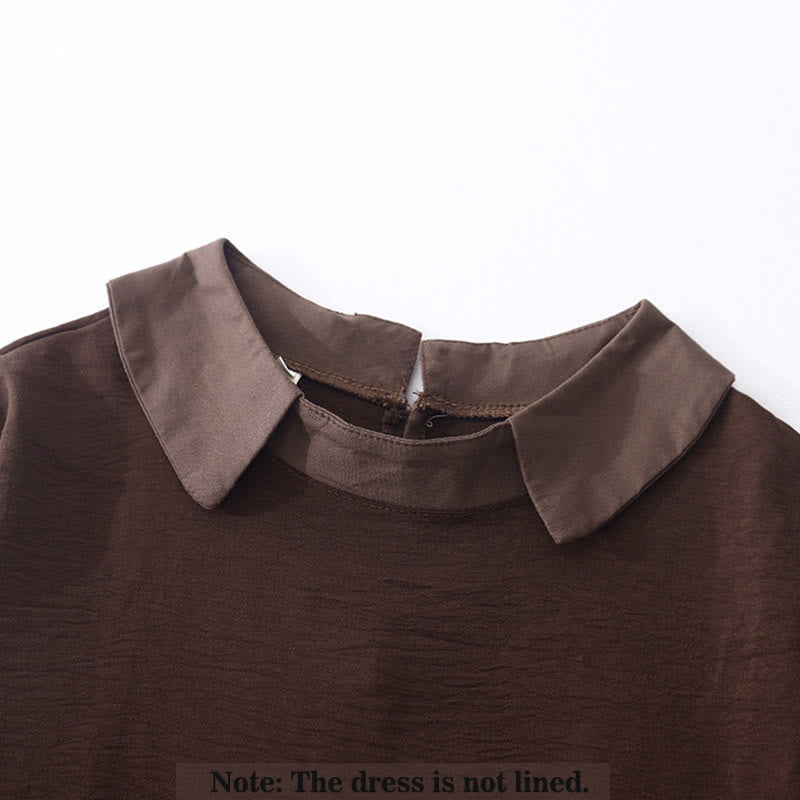 Buddha Stones Spring Plain Lapel Long Sleeve Cotton Linen Midi Dress With Pockets - image 1