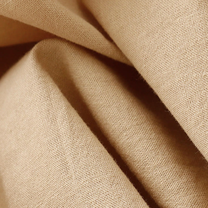 Buddha Stones Spring Plain Lapel Long Sleeve Cotton Linen Midi Dress With Pockets - image 14