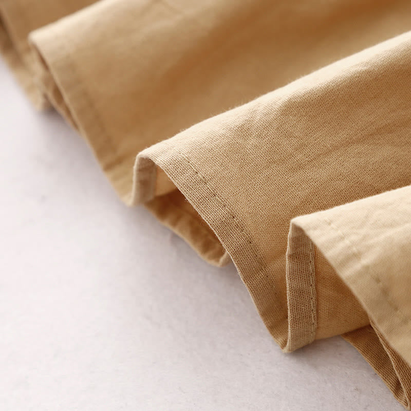 Buddha Stones Spring Plain Lapel Long Sleeve Cotton Linen Midi Dress With Pockets - image 17