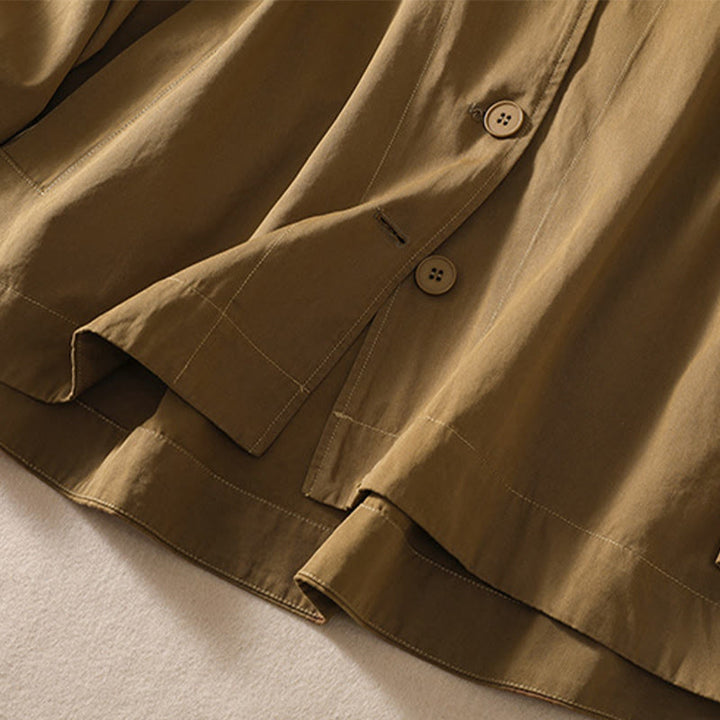 Buddha Stones Pure Color Hooded Women's Long Sleeve Cotton Jacket With Pockets - image 4