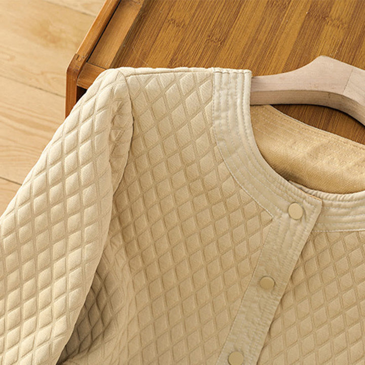 Buddha Stones Retro Plain Women's Cotton Long Sleeve Jacket With Pockets - image 2