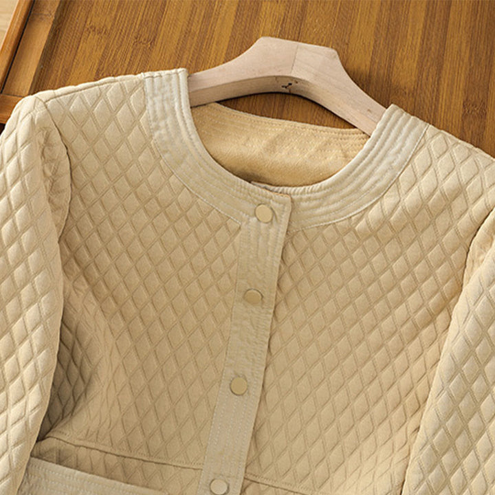 Buddha Stones Retro Plain Women's Cotton Long Sleeve Jacket With Pockets - image 3