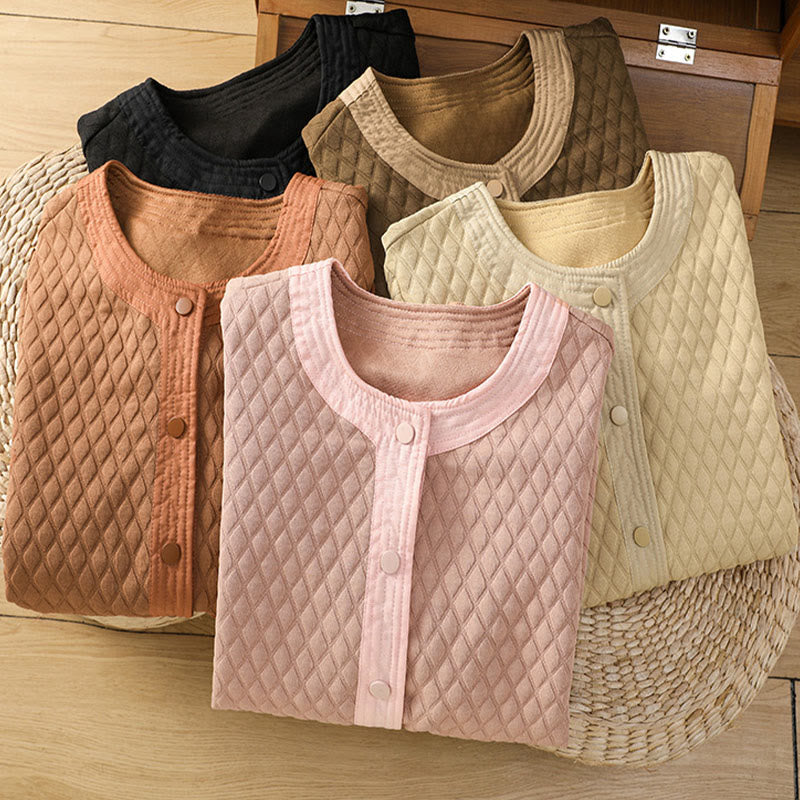 Buddha Stones Retro Plain Women's Cotton Long Sleeve Jacket With Pockets - image 37