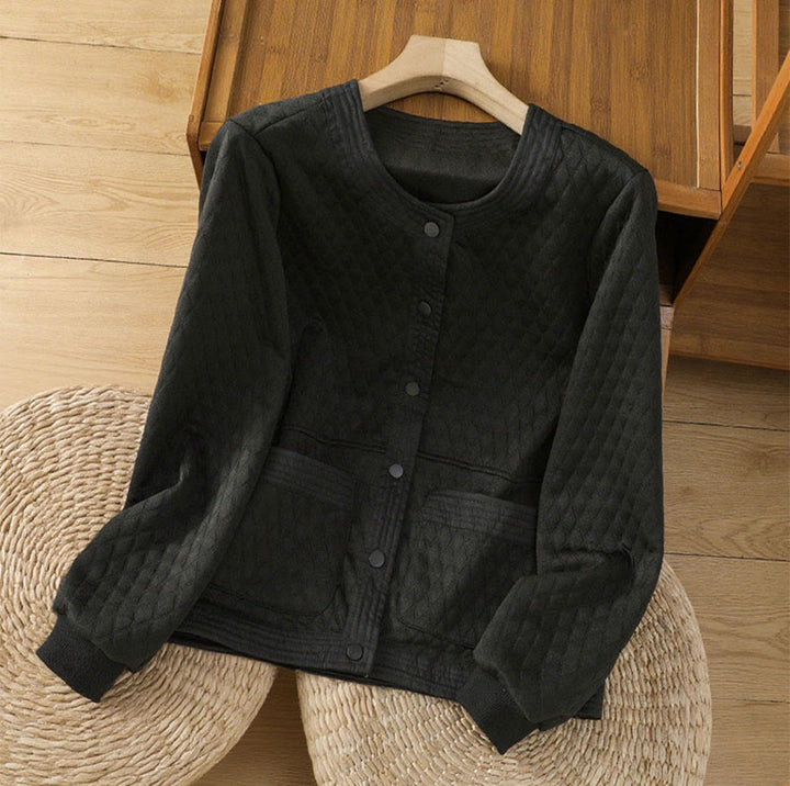 Buddha Stones Retro Plain Women's Cotton Long Sleeve Jacket With Pockets - Black - US12,UK/AU16,EU44 (3XL) - image 14