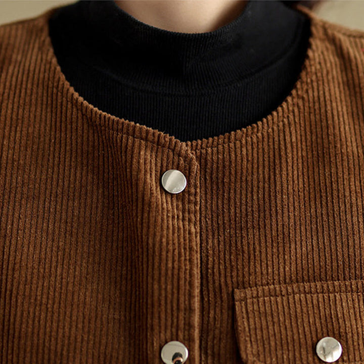 Buddha Stones Sleeveless Buttons Women's Cotton Vest Corduroy Waistcoat With Pockets - image 16