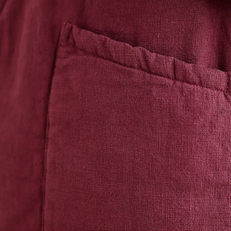 Buddha Stones Plain Lace-up Women's Sleeveless Cotton Vest Waistcoat With Pockets - image 15