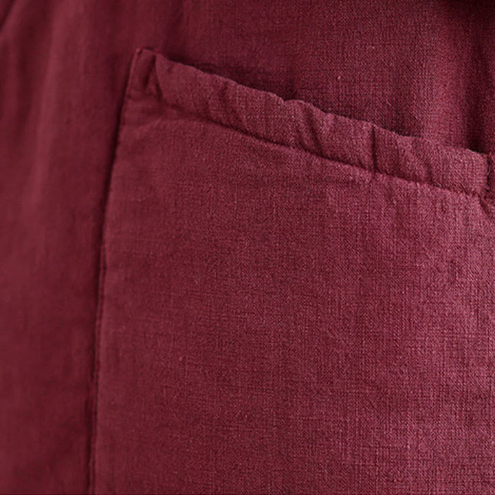 Buddha Stones Plain Lace-up Women's Sleeveless Cotton Vest Waistcoat With Pockets - image 15