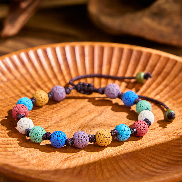 Buddha Stones Colorful Lava Rock Support Bracelet - image 2