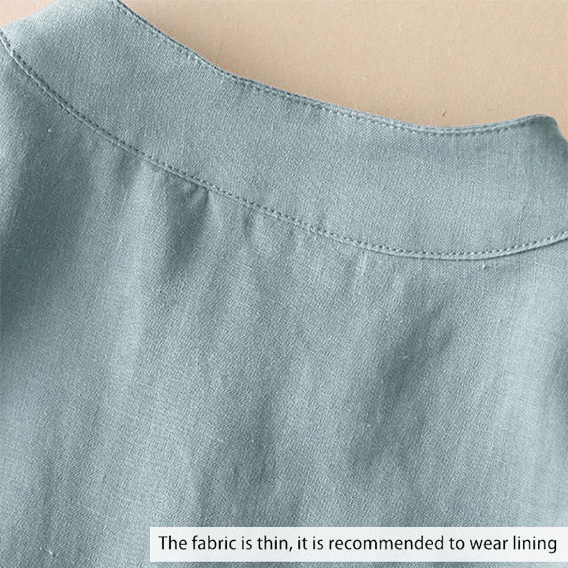 Buddha Stones Casual Women's V-neck Three Quarter Sleeve Design Plain Shirt - image 2