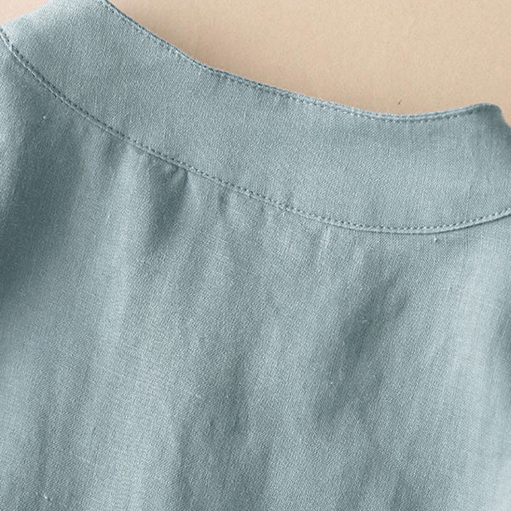 Buddha Stones Casual Women's V-neck Three Quarter Sleeve Design Plain Shirt - image 6