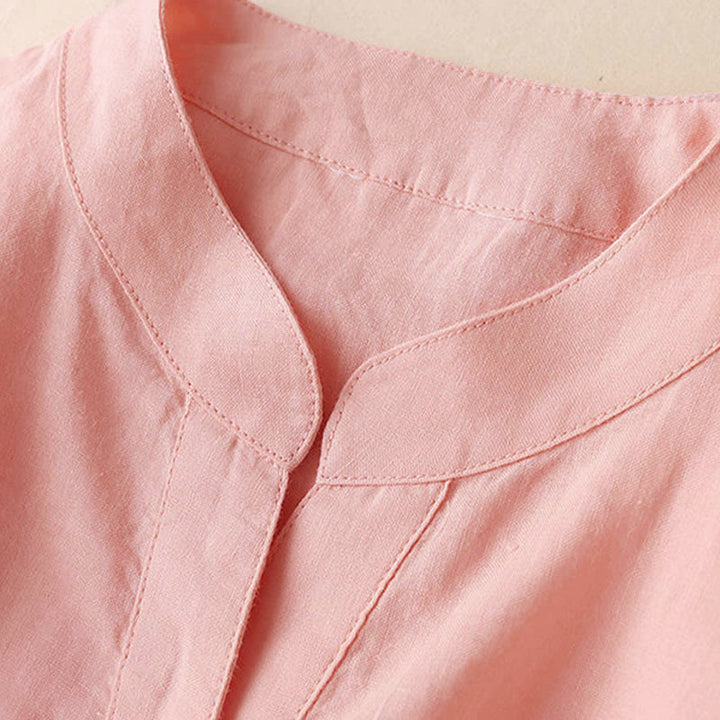 Buddha Stones Casual Women's V-neck Three Quarter Sleeve Design Plain Shirt - image 16