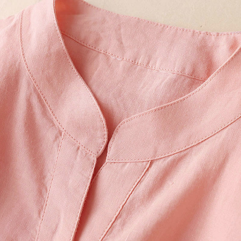 Buddha Stones Casual Women's V-neck Three Quarter Sleeve Design Plain Shirt - image 16