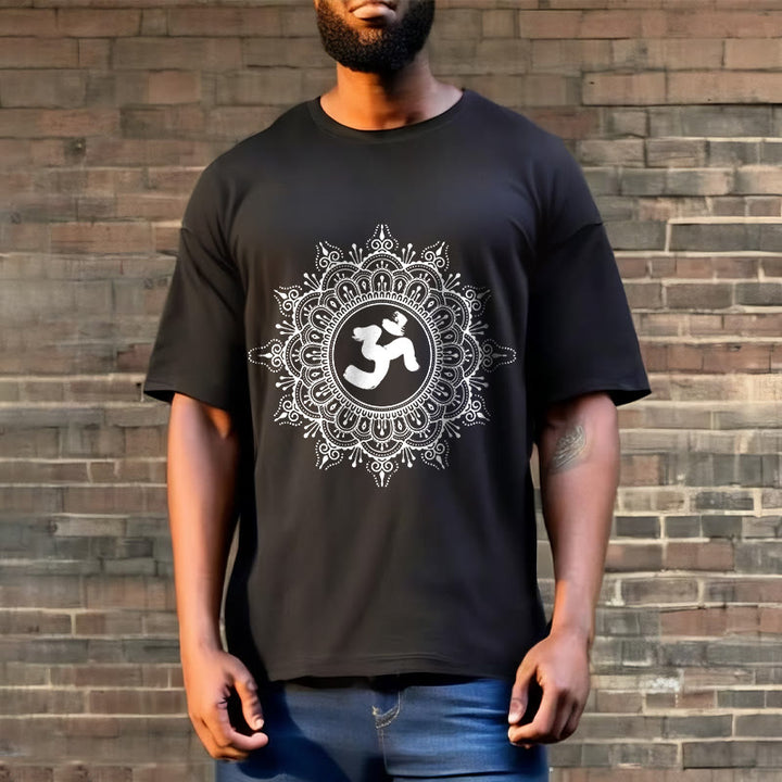 Buddha Stones Symmetry Mandala Om Symbol Pattern Tee Cotton T-shirt - image 5