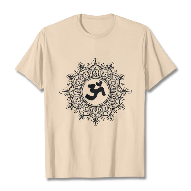 Buddha Stones Symmetry Mandala Om Symbol Pattern Tee Cotton T-shirt - Bisque - 2XL - image 10