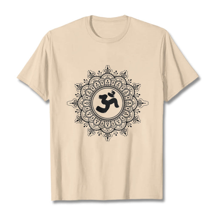Buddha Stones Symmetry Mandala Om Symbol Pattern Tee Cotton T-shirt - Bisque - 2XL - image 10