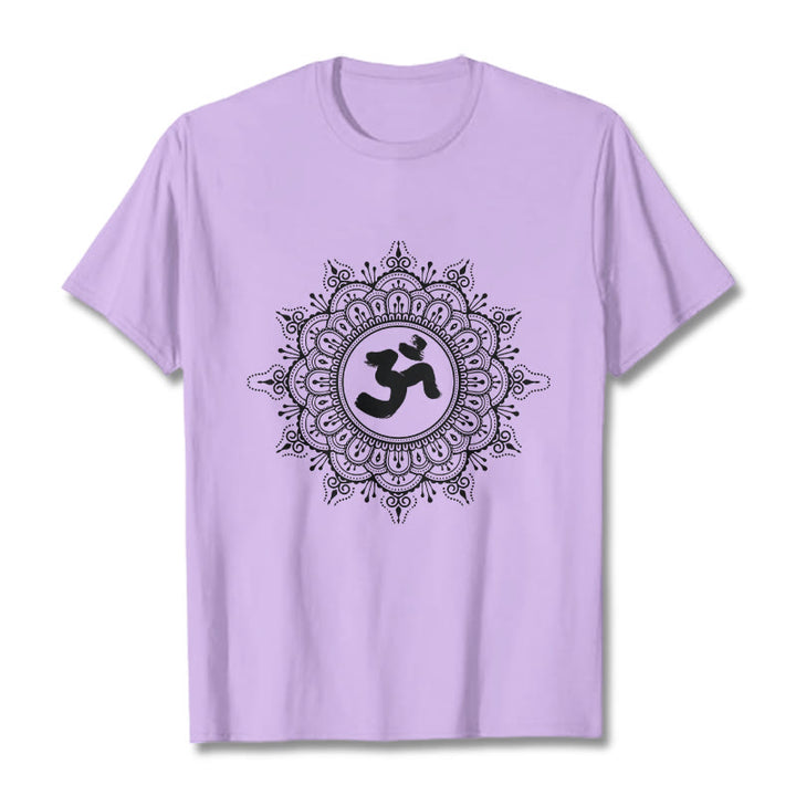 Buddha Stones Symmetry Mandala Om Symbol Pattern Tee Cotton T-shirt - Plum - 2XL - image 16