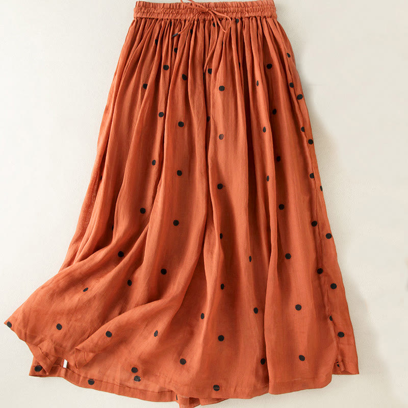 Buddha Stones Artistic Vintage Dot Pattern Women's Pleated Skirt - Chocolate - US8-10,UK/AU12-14,EU40-42 (2XL) - image 32