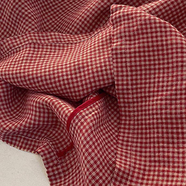 Buddha Stones Casual Plain Handmade Plaid Midi Dress Cotton Sleeveless Dress With Pockets - image 2