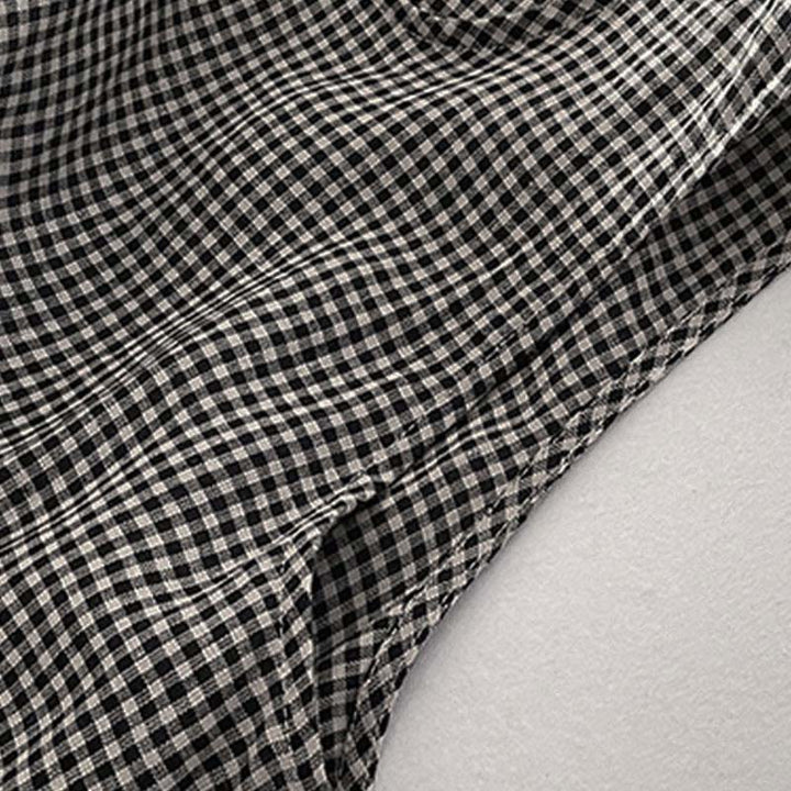 Buddha Stones Casual Plain Handmade Plaid Midi Dress Cotton Sleeveless Dress With Pockets - image 15